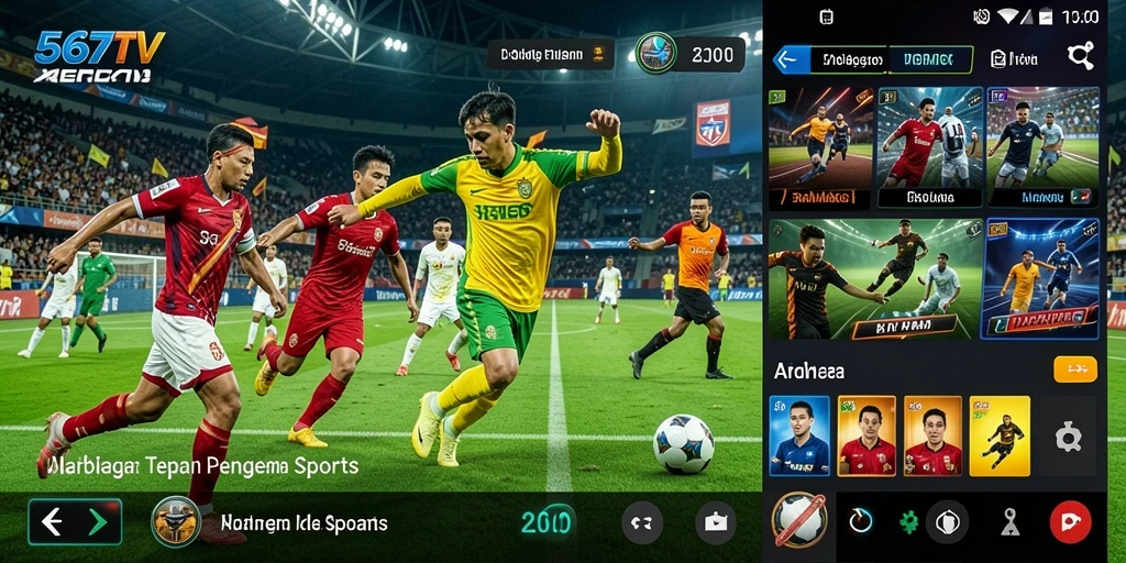 Tampilan gameplay 567TV dengan streaming pertandingan olahraga.