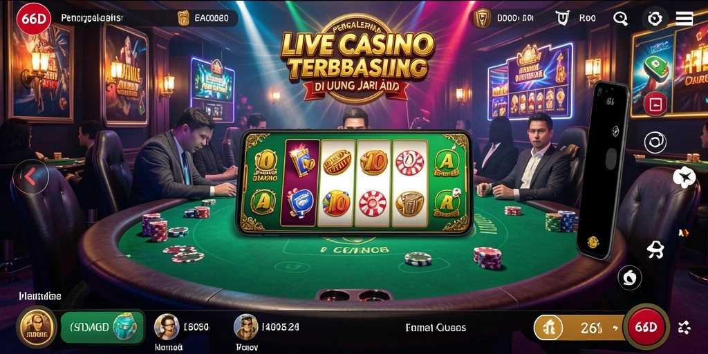 Screenshot gameplay Live Casino yang mendebarkan di 66D.