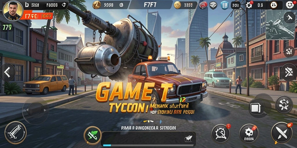 Tampilan gameplay menarik dari F7F7 di dunia Tycoon.