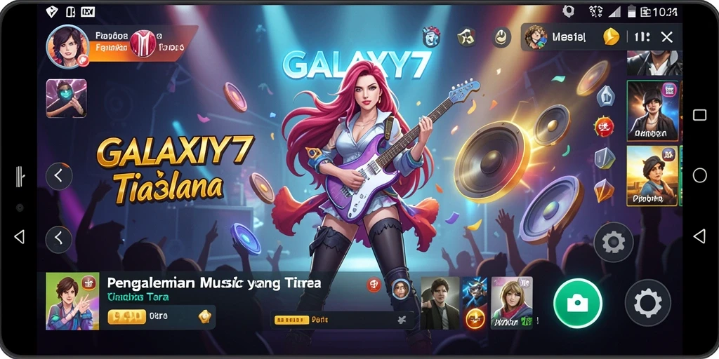 Tampilan screenshot GALAXY77 menampilkan gameplay musik yang interaktif.