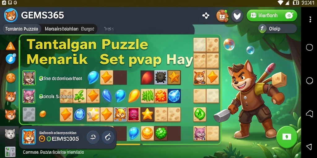 Tangkapan layar GEMS365 menampilkan gameplay Puzzle yang menantang dan mengasyikkan.