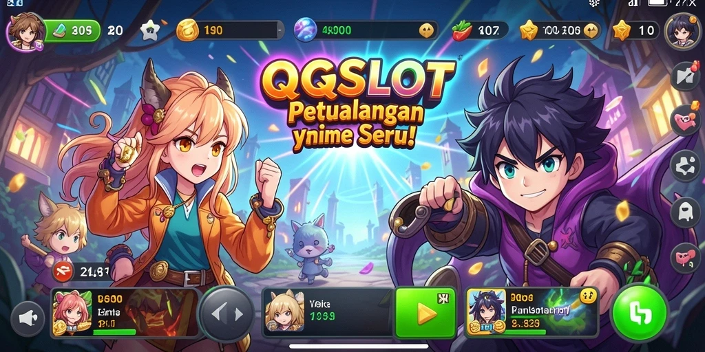 Tampilan gameplay QQSLOT yang menawan dengan karakter anime.