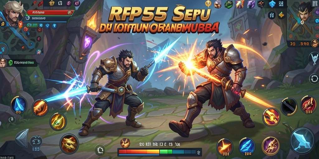 Gameplay seru dalam pertarungan MOBA RP55 yang mendebarkan.