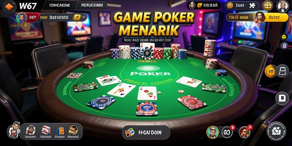 Tampilan dinamis gameplay Poker W67 yang seru dan kompetitif.