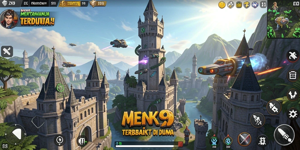 Screenshot ZK9 menampilkan aksi strategi Tower Defense yang mendebarkan.
